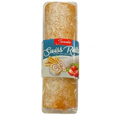 CAKEROLL WITH STRAWBERRY AND VANILLA CREAM 300GR "ZHANETA" 6PCS IN BOX, PRICE PER PCS.
