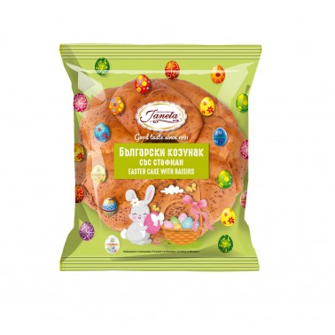 BULGARIAN EASTER BREAD, RAISINS 500GR "ZHANETA" 4PCS IN BOX, PRICE PER PCS.
