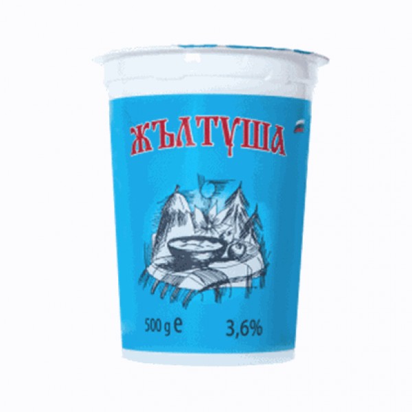 YOGHURT 3.6% 500GR "ZHALTUSHA" 12PCS IN PACK, PRICE PER PCS.