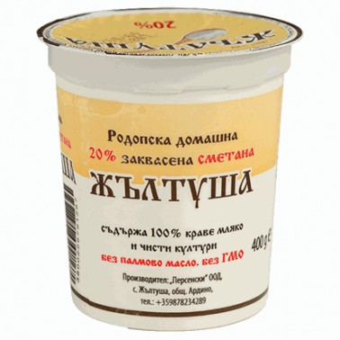 SOUR CREAM 20% 400GR "ZHALTUSHA" 12PCS IN PACK, PRICE PER PCS.